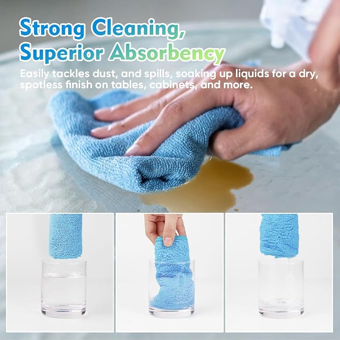 HOMEXCEL Microfiber Cleaning Cloth 6 Pack 12.5 x 12.5 inch Microfiber Towels - Image 5