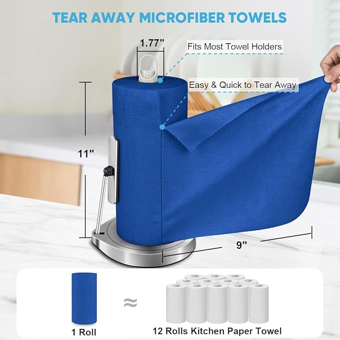 AIDEA Microfiber Cleaning Cloth Roll, Shop Towels 55 Sheets Washable, - Image 2