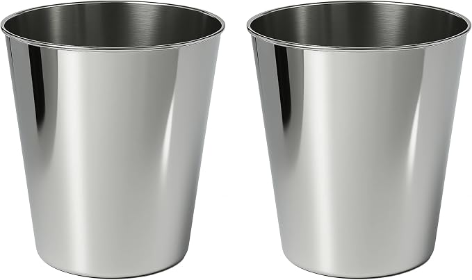happimess HPM1113D-SET2 Nolan Modern Classic Smooth Steel 2 Gal Waste Bin by Happimess