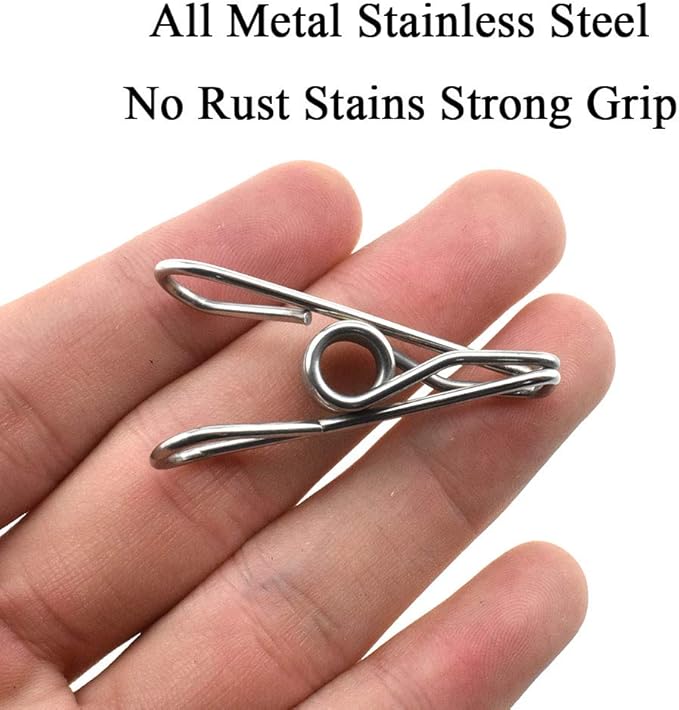 HAHIYO Clothespins Chip Clips All Metal Stainless Steel No Rust Stains Strong - Image 4