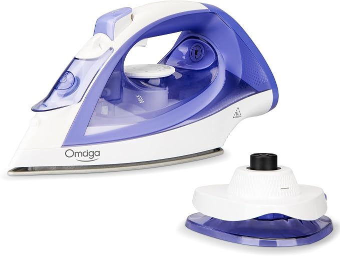 Cordless Iron for Clothes, 1550W 2-In-1 Cordless/Corded Steam Iron Rapid Heating by OMAIGA