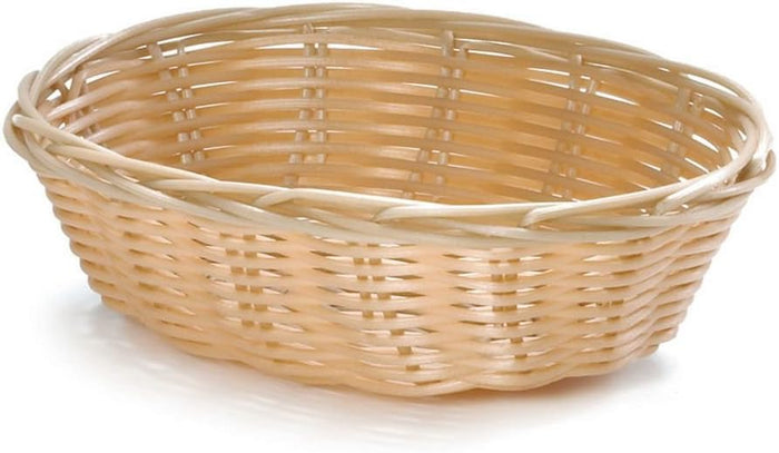 TableCraft 1171W 7" x 5" Hand-Woven Plastic Basket - Dozen