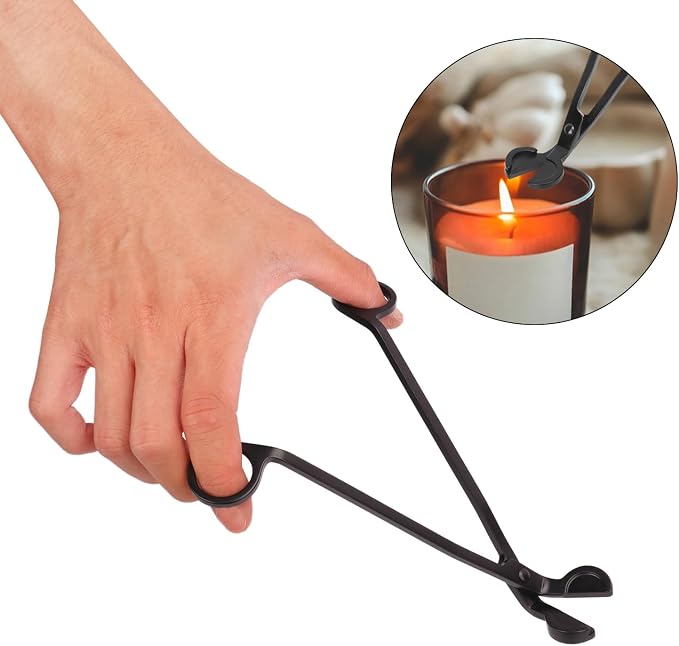 6-Piece Black Candle Wick Trimmer, Polished Wick Cutter Scissor, Premium 430 - Image 3
