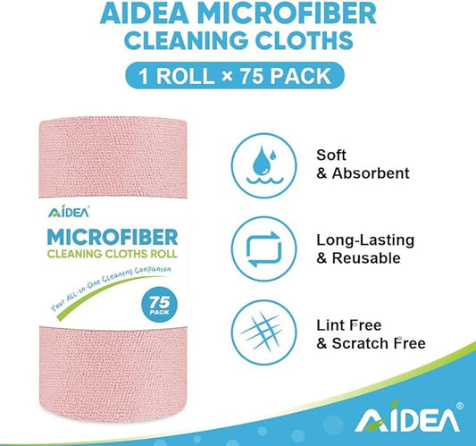 AIDEA Microfiber Cleaning Cloth Roll, Tear Away Reusable Paper Towels, Car - Image 2