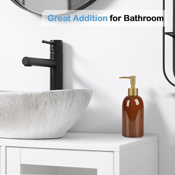 Natheeph 14OZ Ceramic Soap Dispenser Ceramic Soap Pump Dispenser Can Fill Liquid - Image 5