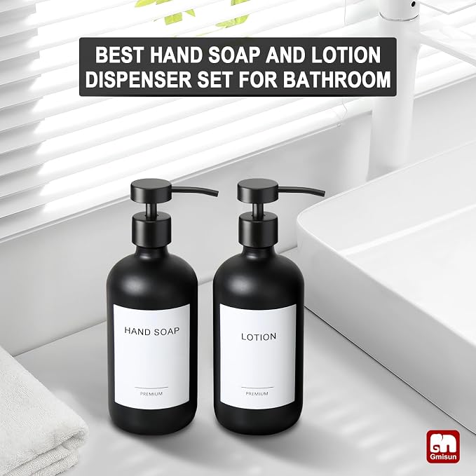 GMISUN Black Soap Dispenser, 2 Pack Matte Black Hand Soap Dispensers - Image 5