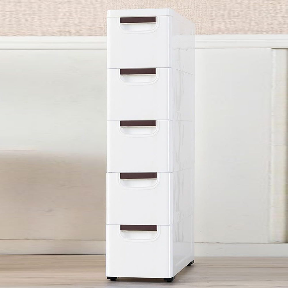 5 Drawers Narrow Slim Plastic Storage Cabinet,Storage Drawer with 4 Wheels,5 ...