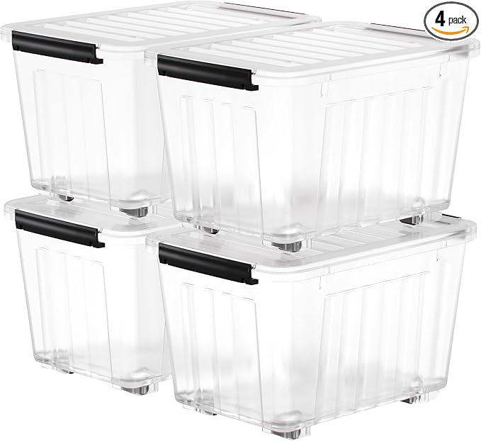 Nazhura 72 Quart Plastic Storage Bin, Stackable and Nestable Storage Boxes by NazhuraGoodCompanionAtHome