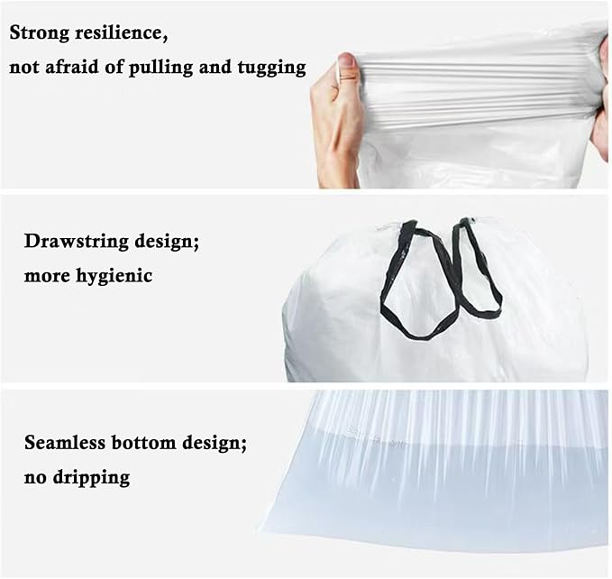 Ultra thick heavy duty Plastic 16 gallon no tear open drawstring trash bags - Image 2