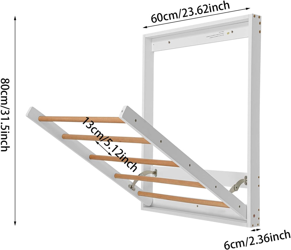 31.5" Wall Mounted Clothes Drying Rack, Foldable Wall Mount Laundry Rack...