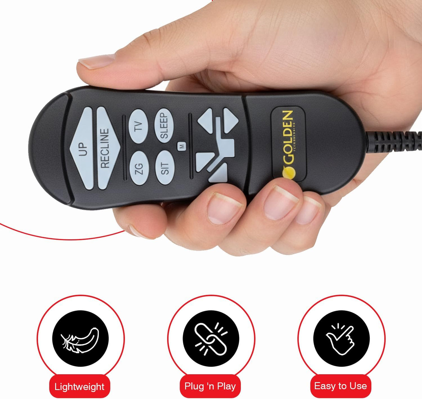 AlveyTech AutoDrive 3.0 7-Pin Hand Control for MaxiComfort Lift Chairs - Golden Technologies Lift Chair Remote Control - Backlit Recliner Remote Replacement with PR-505, PR-508, PR-510, PR-756