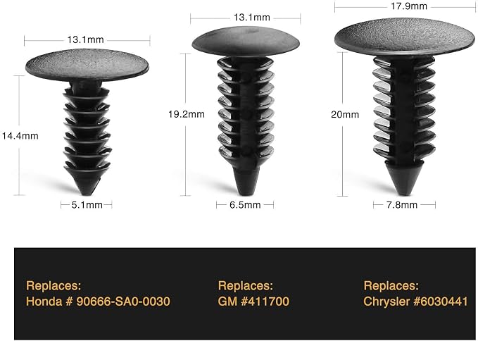 GOOACC 146PCS Nylon Bumper Shield Retainer & Double End Xmas Tree Retainers - Image 3