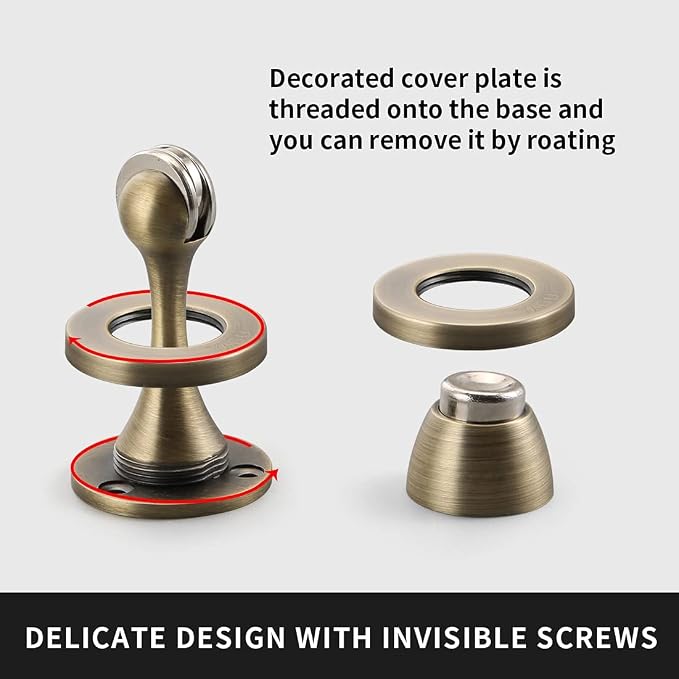 YAGU Door Stopper 4 Pack Magnetic Door Stops, Zinc Alloy Brushed Bronze Door - Image 7