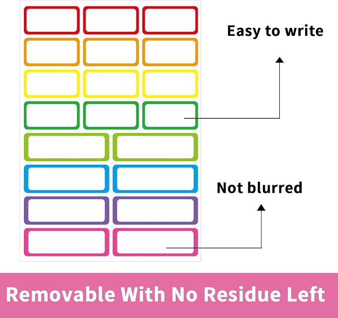 STARLIBOO Colored Labels, Removable Labels Stickers, Self-Adhesive Rectangular - Image 3
