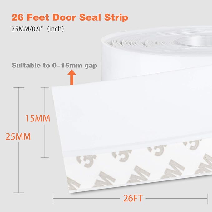 26 Feet Silicone Seal Strip, Weather Stripping Seal Tape - Image 3