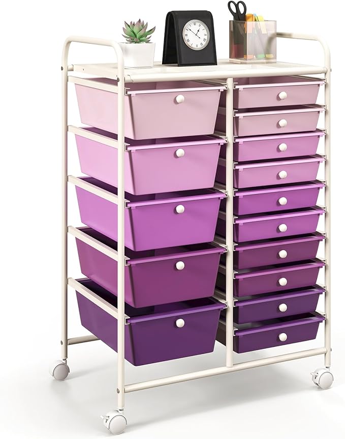 GOFLAME 15-Drawer Rolling Storage Cart, Utility Cart by GOFLAME