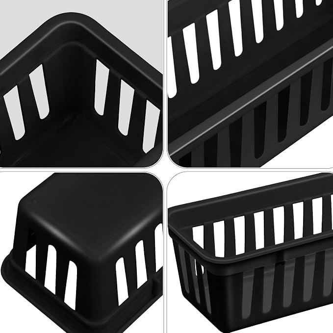 Domensi 12 Pack Slim Plastic Storage Baskets Tray - Image 3