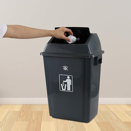 13 Gallon Swing Top Garbage Can, Plastic Waste Bin - Image 5