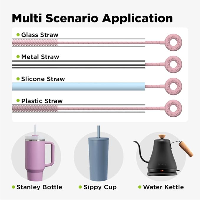 2 Pcs Silicone Straw Cleaner Brush, Extra Long Cleaning Brushes - Image 6