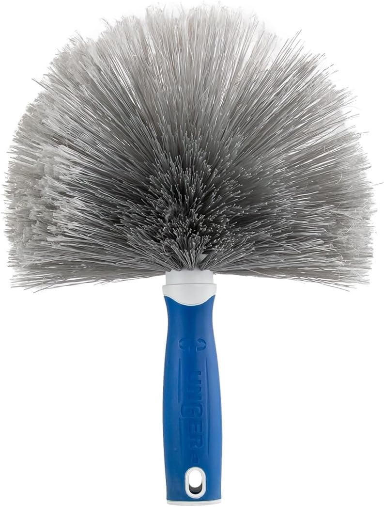 Unger Cobweb & Corner Duster – Dusters for Cleaning, Compatible with Telescopic Poles, Dusting Tools, Great for Ceilings, Moldings, HVAC & Floor Vents, and Corners, White/Black