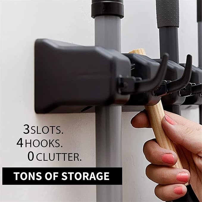 Broom and Mop Holder Wall Mount, Hooks Hanger - Image 3