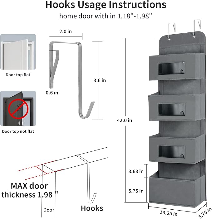 MAX Houser 4-Shelf Over The Door Hanging Organizer - Image 2