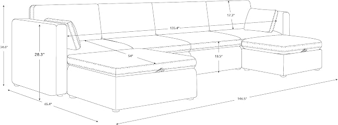 CHITA Oversized Modular Sectional Sofa, FSC Certified U Shaped Couch - Image 2
