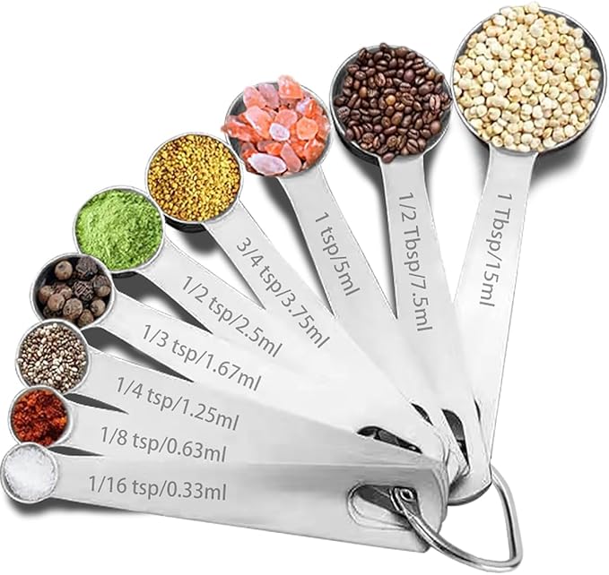 9PCS Measuring Spoons Set Stainless 1 tbsp, 1/2 tbsp, and 1-1/16tsp Steel by YUNNKEEY