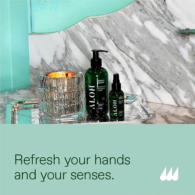 ALŌH Sanitizing Hand Gel 2-pack | Peppermint Eucalyptus + Aloe | 70% Alcohol - Image 6