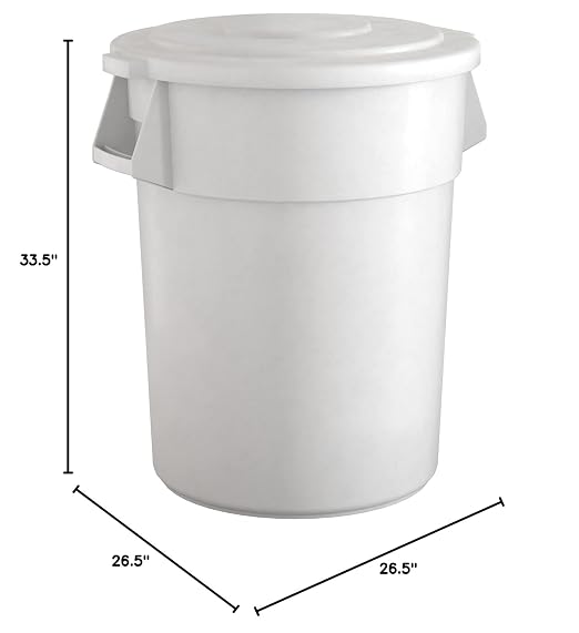 55 Gallon White Round Commercial Trash Can - Image 5