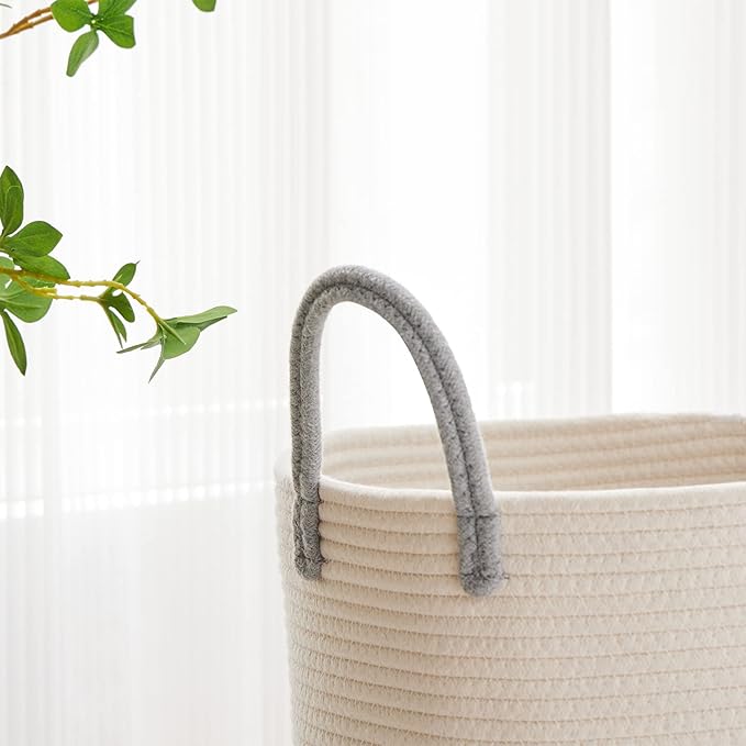 VIPOSCO Large Laundry Hamper, Tall Woven Rope Storage Basket - Image 3