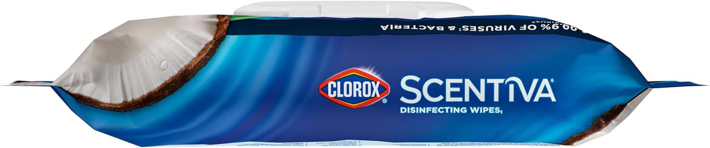 Clorox Scentiva Disinfecting Wipes, Coconut and Waterlily, 75 Ct., 3 Pack
