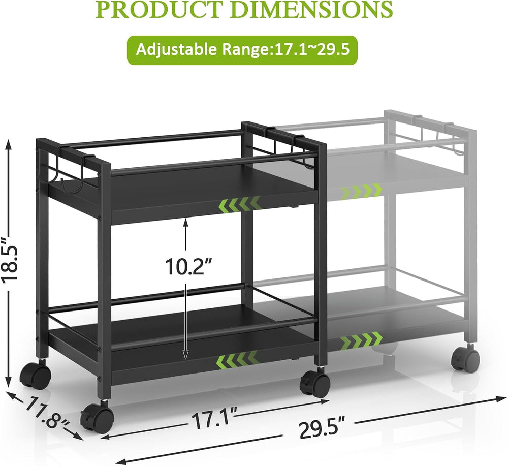 1 Pack 2-Tier Expandable Pantry Floor Organizer Cart, Rolling Pantry Storage ...