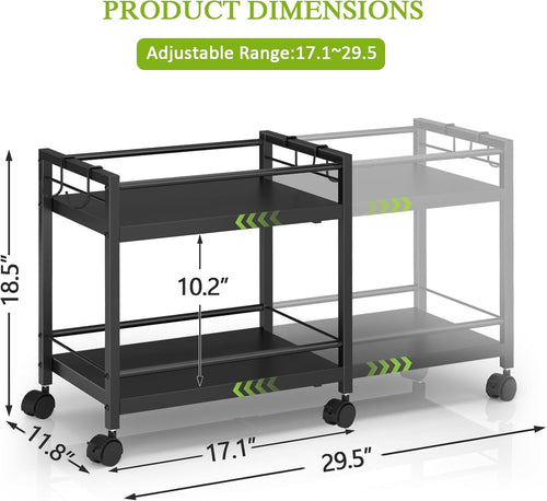 2-tier expandable pantry floor organizer cart, rolling pantry shown in use