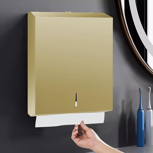 Paper Towel Dispenser Wall Mount, Brushed Gold Stainless Steel Commercial Paper - Image 7