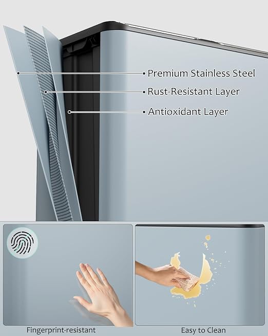 16 Gal Dual Trash Can, Stainless Steel Kitchen Garbage Bin, Recycle Dustbin - Image 5
