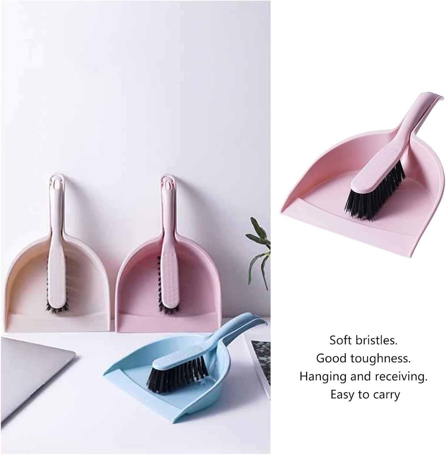 Broom and Dustpan Set Hand Broom Pan with Brush Combo for Home Desktop Sofa Kitchen Keyboard Dustpan and Brush Setsmall and Set Long Handle