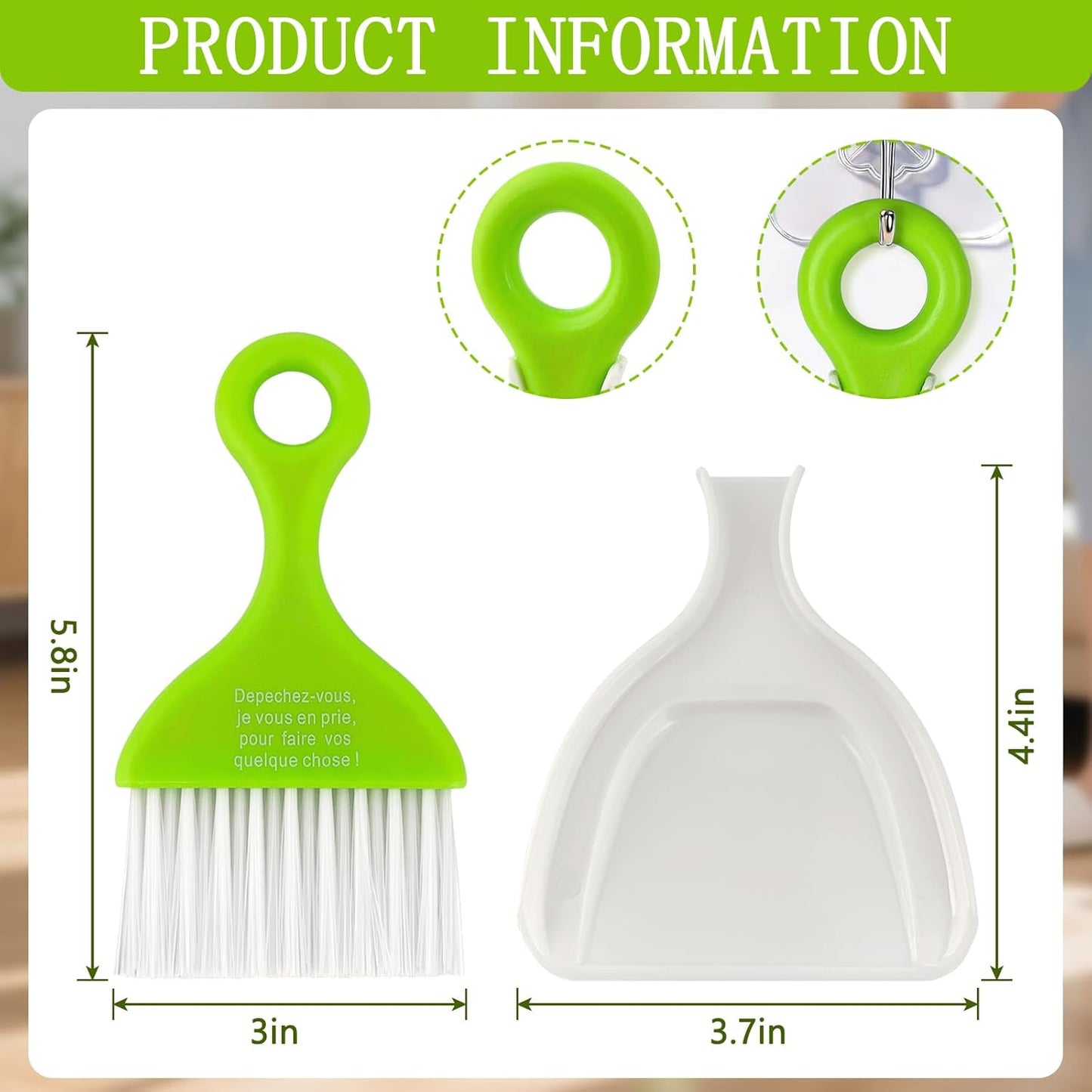 ZUFECY Mini Broom and Dustpan Set 3 Pack, Small Handheld Sweeper for Car Desk Keyboard and Pet Cage, Portable Cleaning Kit with Soft Bristles and Hang Hole in Pink Mint Blue