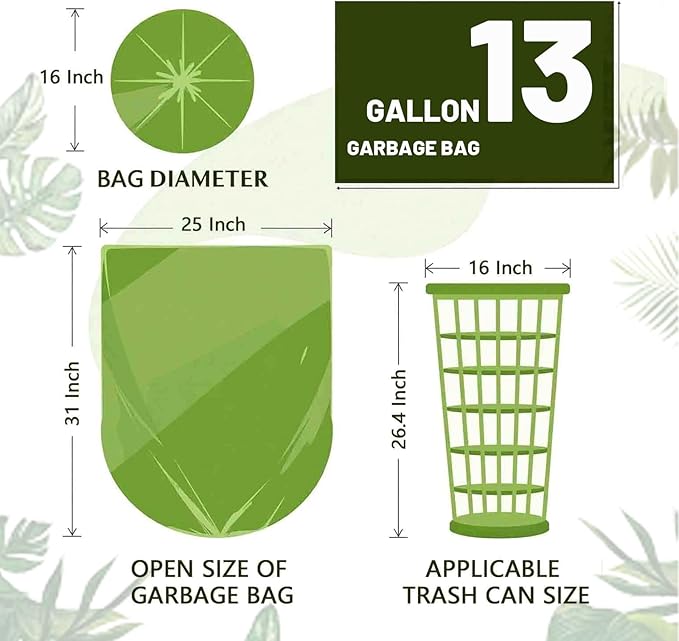 Biodegradable Compost Recycling Trash Bags, Compostable 13 Gallon Plastic Trash - Image 2
