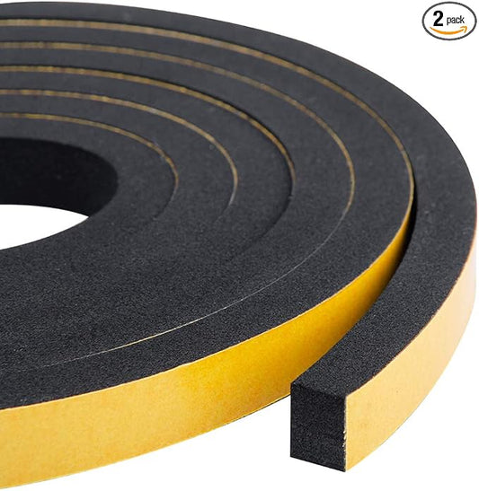 High Density Foam Tape 2-Pack, 1/2 Inch Wide X 3/8 Inch Thick, Self-Adhesive by CloudBuyer