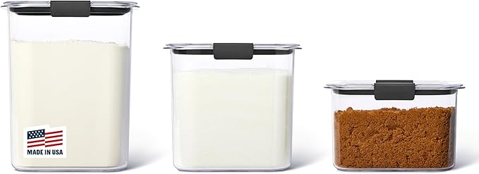 Rubbermaid Brilliance Plastic Food Storage Pantry Baking Set, 3 Containers by Rubbermaid