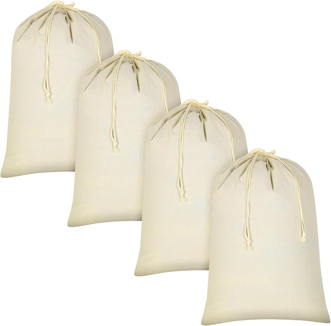 4 Pieces 28" x 36" Canvas Laundry Bags Bulk Large Cotton Laundry by Remagr