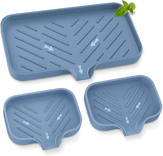 Silicone Sink Tray, Self-Draining Kitchen Soap Tray, Premium Silicone Soap by EGWON