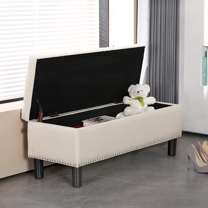 Furnimart 42.5 Inch Storage Ottoman Bench, Flip Top End of Bed Storage Bench - Image 8