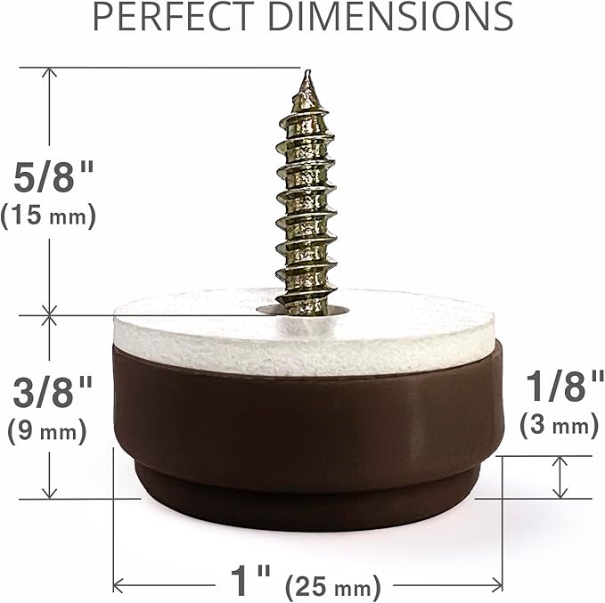 Chair Glides X-PROTECTOR – 16 PCS 1" Furniture Glides – Screw-On Chair Sliders - Image 2