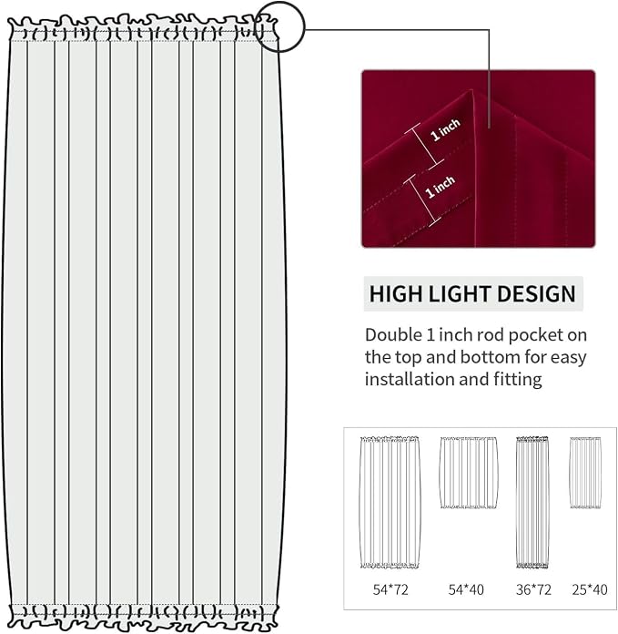 DWCN French Door Curtains – Rod Pocket Thermal Blackout Curtain - Image 3