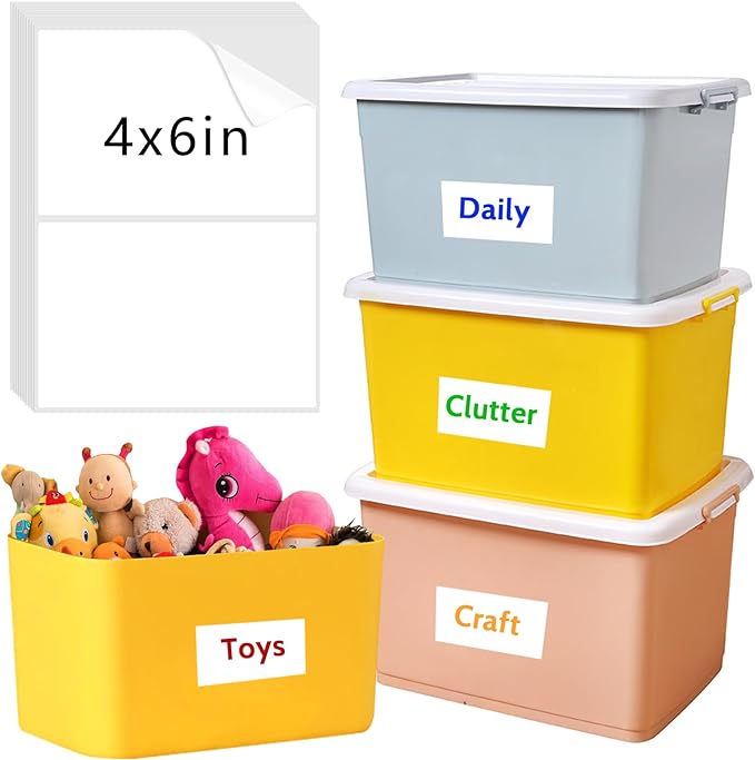 150 Pcs Labels for Storage Bins, 6 X 4 Inch Removable Labels for Storage Bins by Joyberg