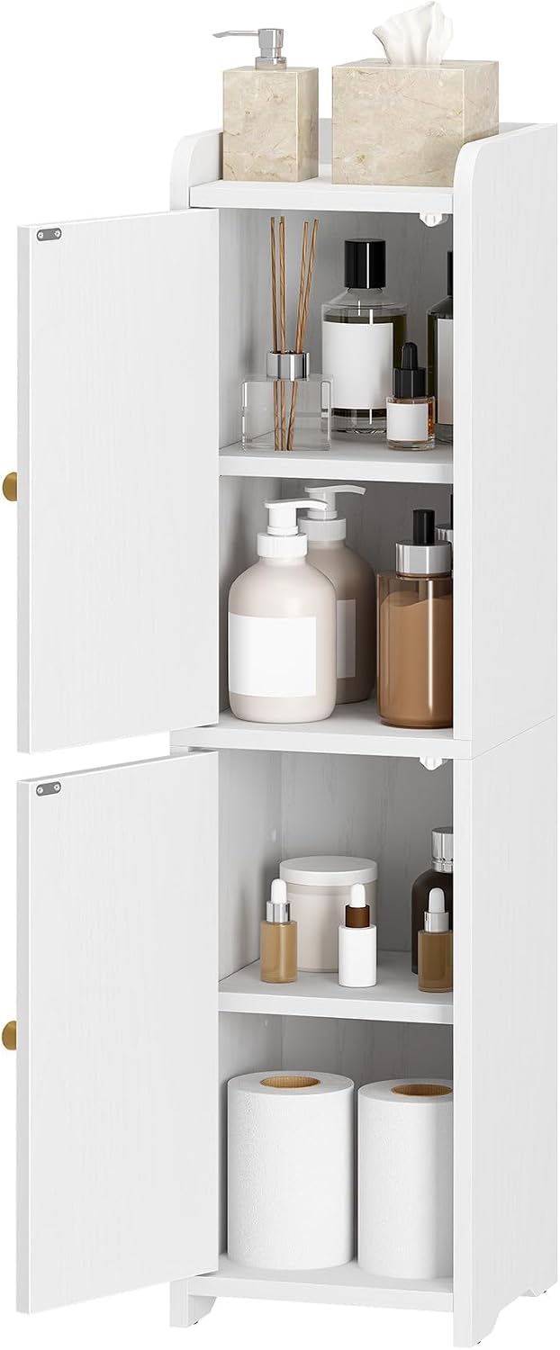 Hzuaneri Bathroom Storage Cabinet, Small Corner Floor Cabinet with 2 Doors