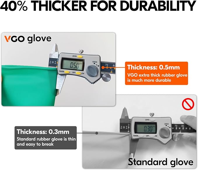 Vgo... 3-Pairs Reusable Household Gloves, Rubber Dishwashing gloves, Extra - Image 2