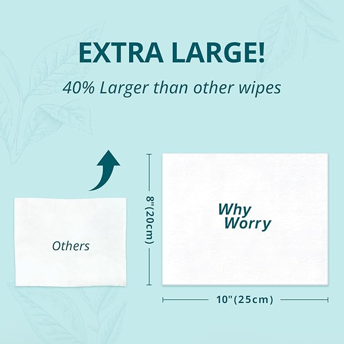 WhyWorry Flushable Wipes for Adults, Extra Large 8"x10" Butt Wipes for Toilet & - Image 2